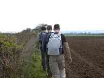 Walking across field to Shrivenham