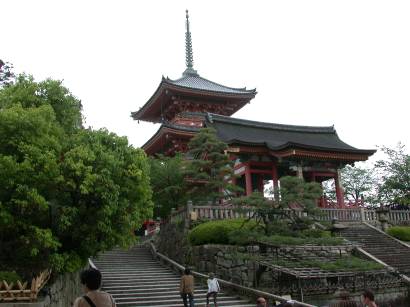 Kiyomizu Temple at the top of a hill in Kyoto