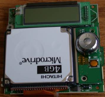 Hitachi 4GB microdrive card fitted to MuVo PCB